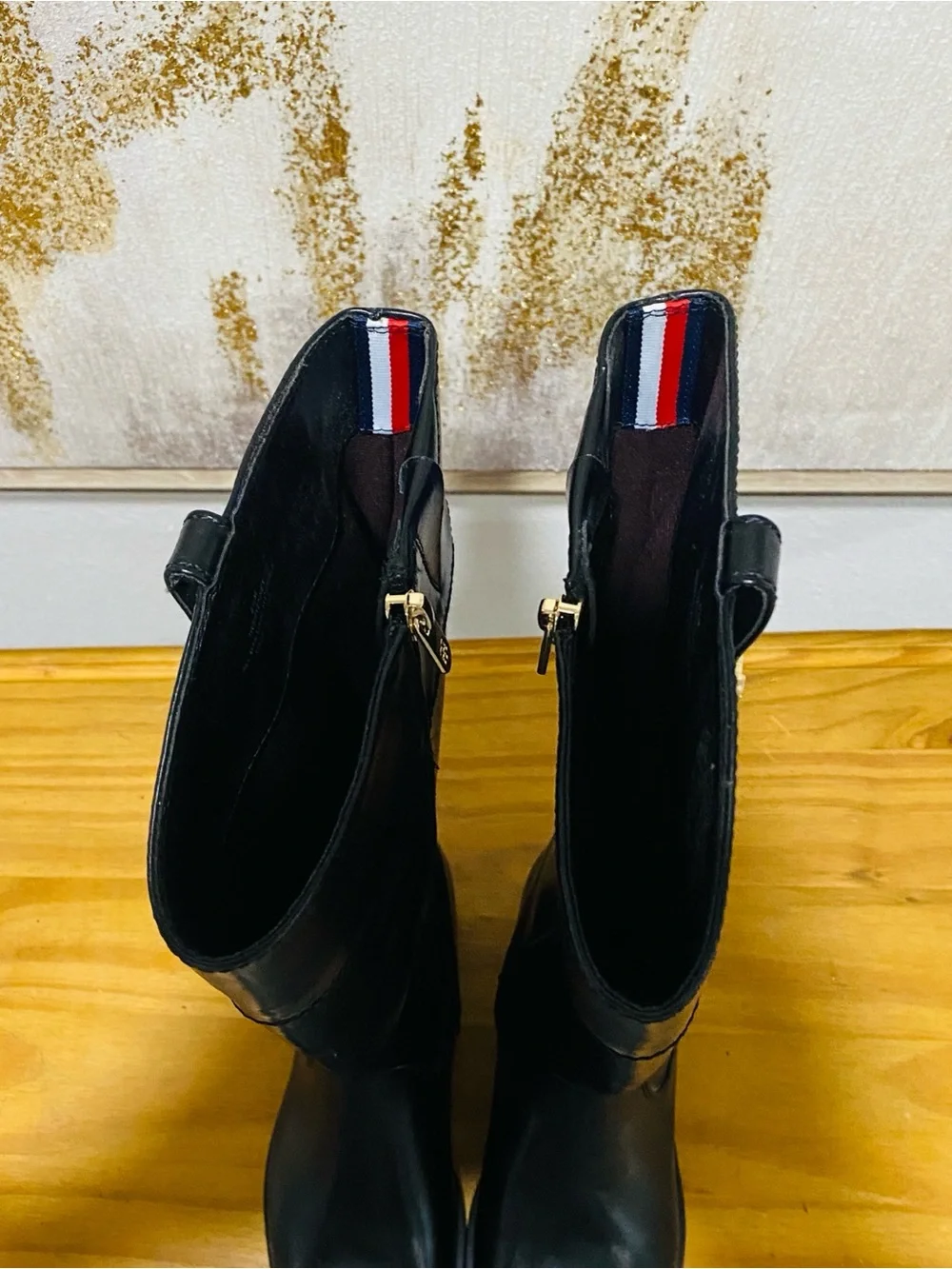 Tommy Hilfiger Black Over-the-Knee Leather Boots Size 6.5